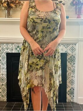 Vintage Y2K Mixit Silk Chiffon Beaded Handkerchief Fairy Dress